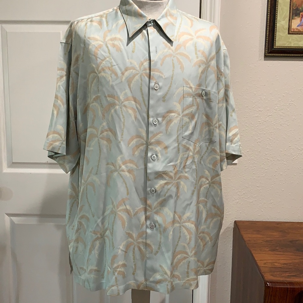 Tori Richard Palm Tree Print Button Down Shirt 2xl - image 1